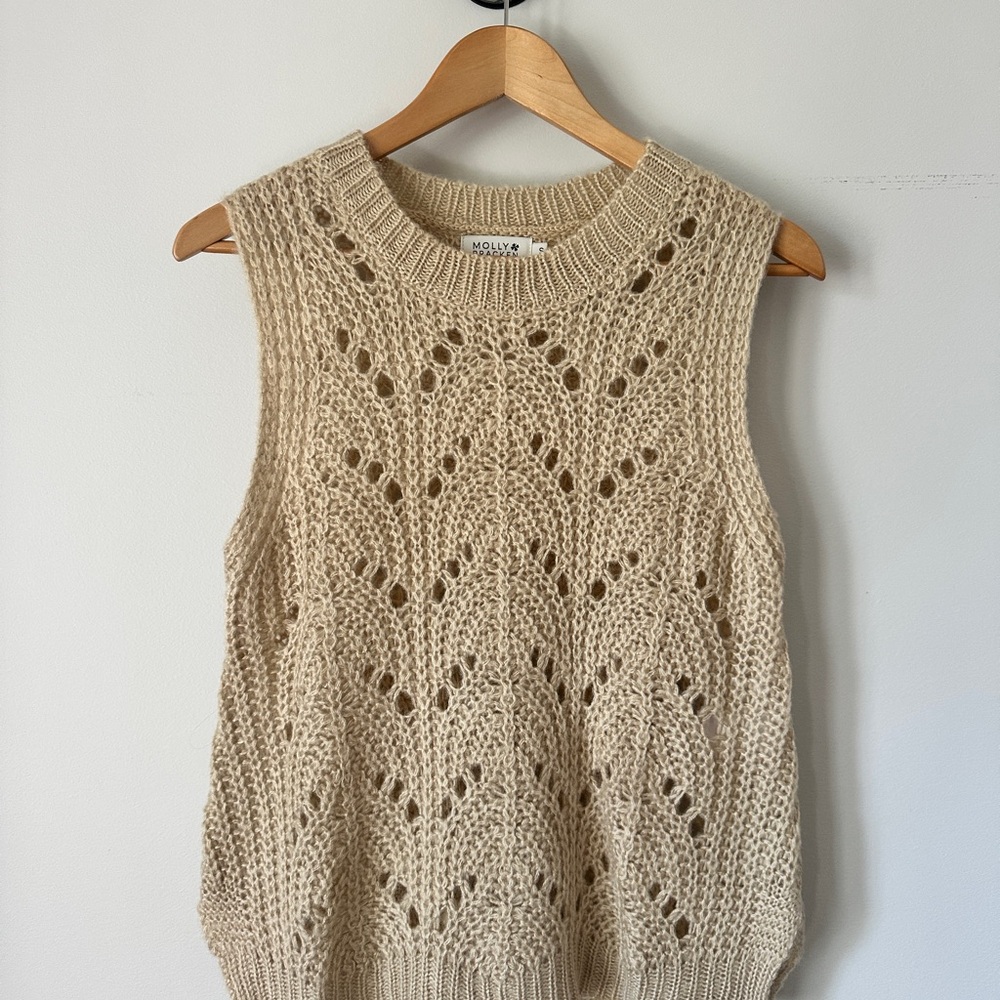 Molly Bracken Cream Knit Sleeveless Sweater Vest